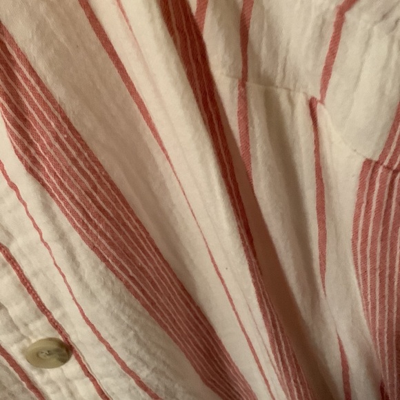 NWT Sonoma cream & mauve striped sleeveless cotton midi-dress w/decor buttons 4x - Picture 5 of 11